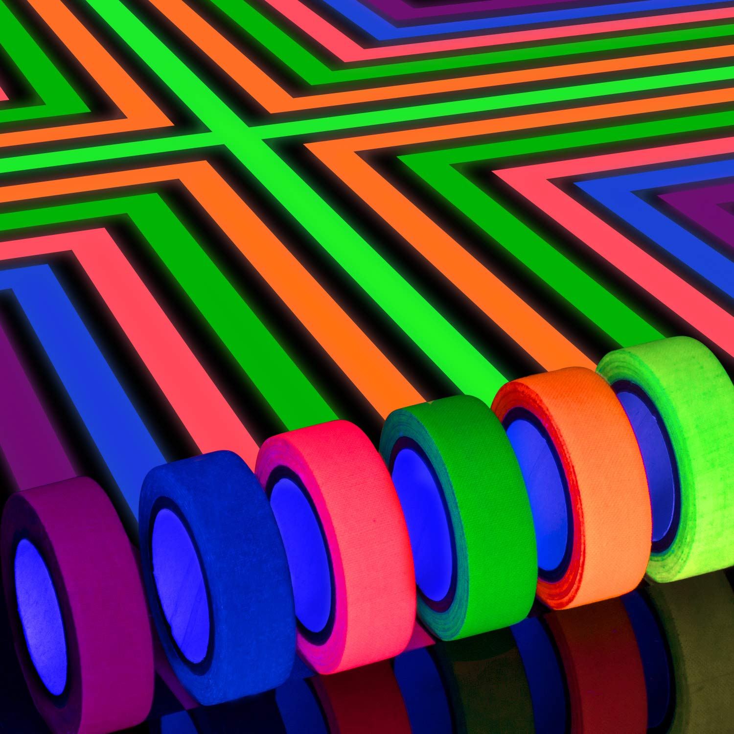 Whaline 6 Colors Neon Gaffer Cloth Tape UV Blacklight Glow