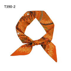 Boho Dotted Print Skinny Scarf Long Ribbon Neckerchief Satin