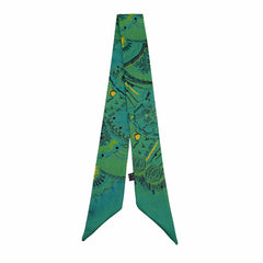 Boho Dotted Print Skinny Scarf Long Ribbon Neckerchief Satin
