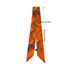 Boho Dotted Print Skinny Scarf Long Ribbon Neckerchief Satin