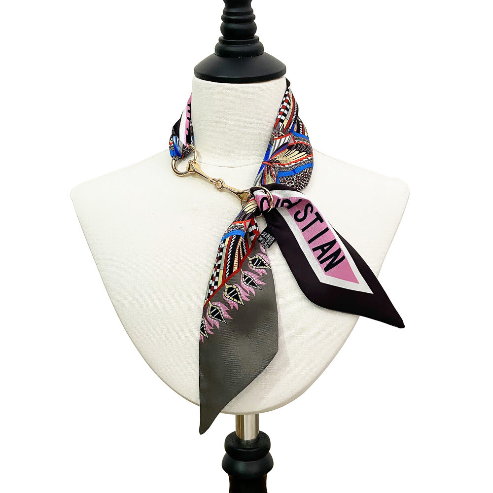 Vintage Butterfly Print Skinny Scarf Neckerchief For Women