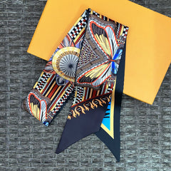 Vintage Butterfly Print Skinny Scarf Neckerchief For Women