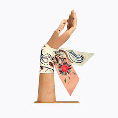 Vintage Flower Leaf Print Skinny Scarf Satin Neckerchief for Women