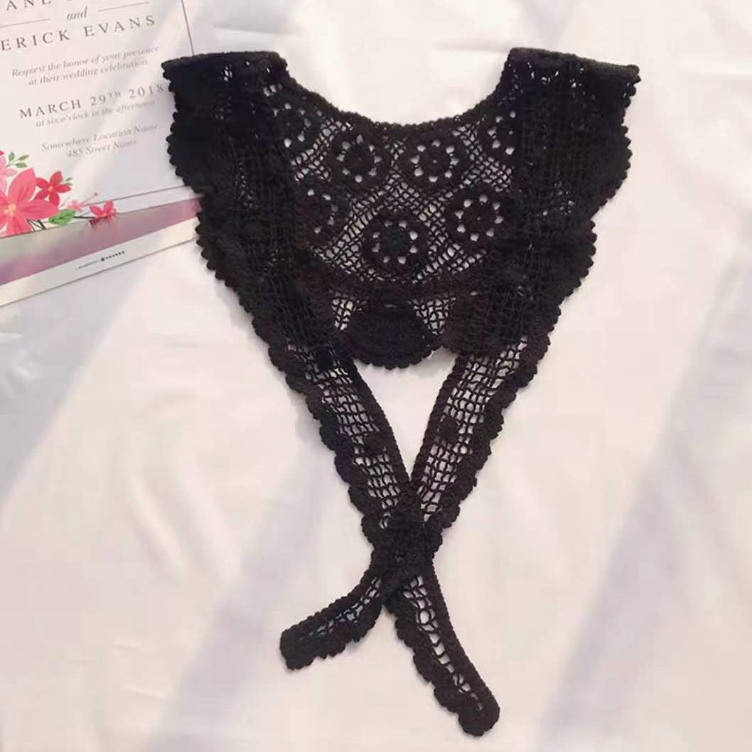 Cotton Lace Up Triangle Scarf Floral Hollow Out Shawl