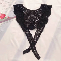 Cotton Lace Up Triangle Scarf Floral Hollow Out Shawl