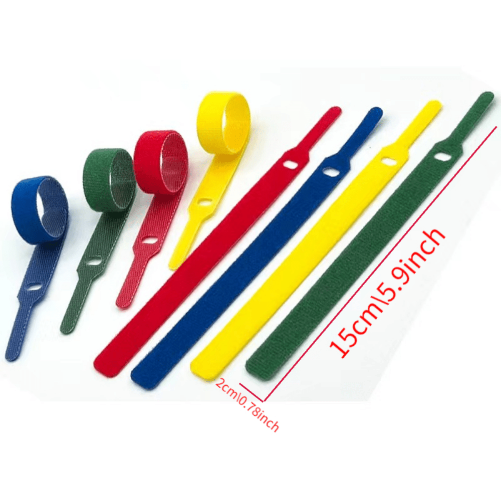 10pcs Reusable Nylon Loop Ties Colorful Data Cable Strap