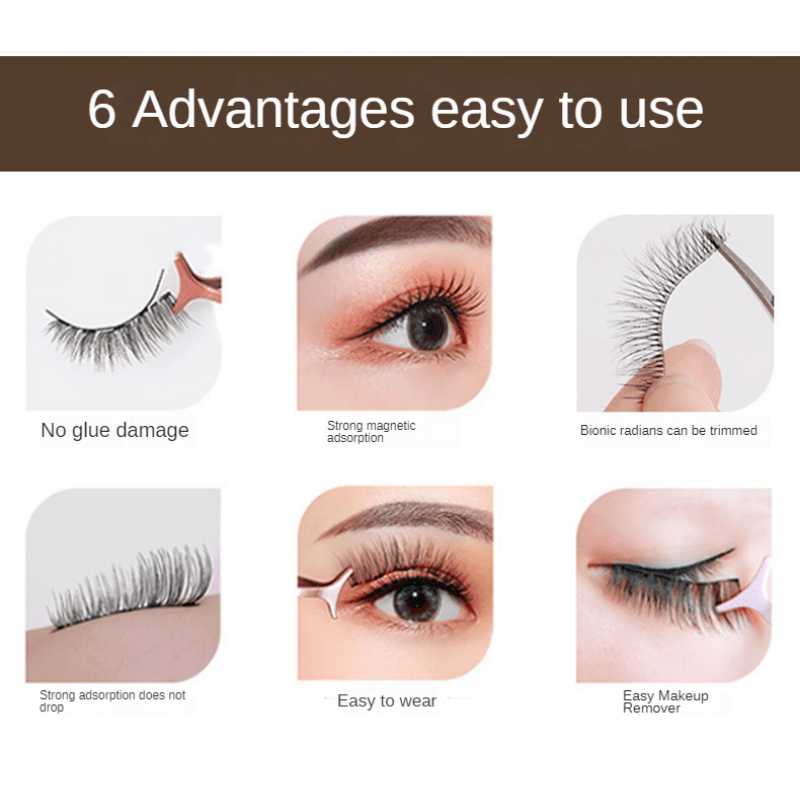 Magnetic Eyelashes & Eyeliner 3 Pairs Kit