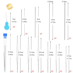 34pcs Set Bead Needles Curved/ Straight Needle Threader Ring for DIY Beading