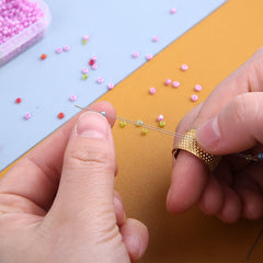 34pcs Set Bead Needles Curved/ Straight Needle Threader Ring for DIY Beading