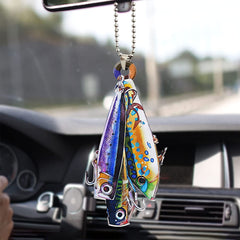 3 Colors Fish Hook Fish Keychain Bag Pendant Car Rearview Mirror Pendant