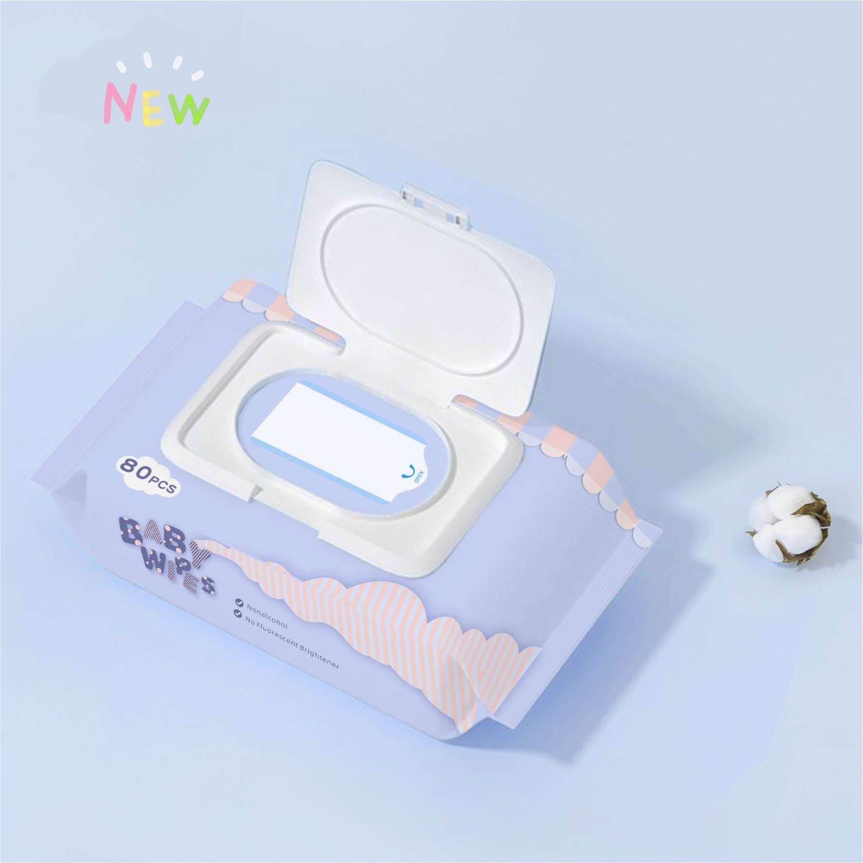 80pcs Soft Lightweight Baby Wipes for Hand & Mouth Cleaning