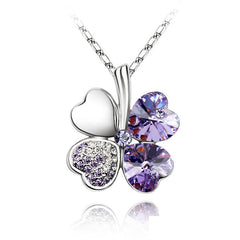 Rhinestone Lucky Clover Pendant Necklace Jewelry Accessory