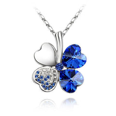 Rhinestone Lucky Clover Pendant Necklace Jewelry Accessory