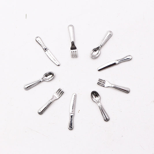 1/12 Dollhouse Cutlery Set Plastic Tableware Utensils Halloween Decoration