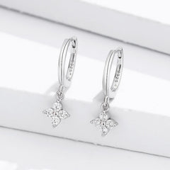 Sparkling Zircon Dangle Earrings Japanese Style 18K Plated
