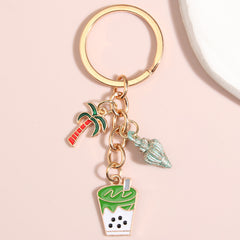Pineapple Coconut Tree Shell Keychain Ladies Bag Purse Pendant Gift