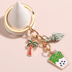 Pineapple Coconut Tree Shell Keychain Ladies Bag Purse Pendant Gift