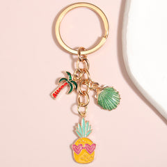Pineapple Coconut Tree Shell Keychain Ladies Bag Purse Pendant Gift