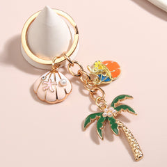 Pineapple Coconut Tree Shell Keychain Ladies Bag Purse Pendant Gift