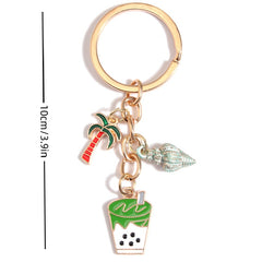 Pineapple Coconut Tree Shell Keychain Ladies Bag Purse Pendant Gift
