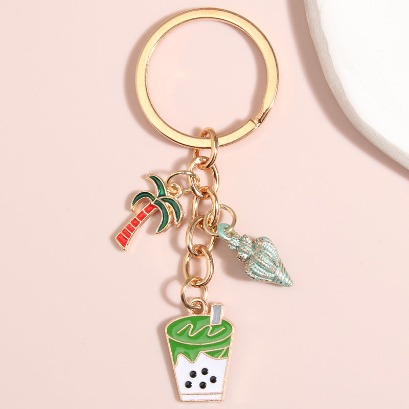 Pineapple Coconut Tree Shell Keychain Ladies Bag Purse Pendant Gift