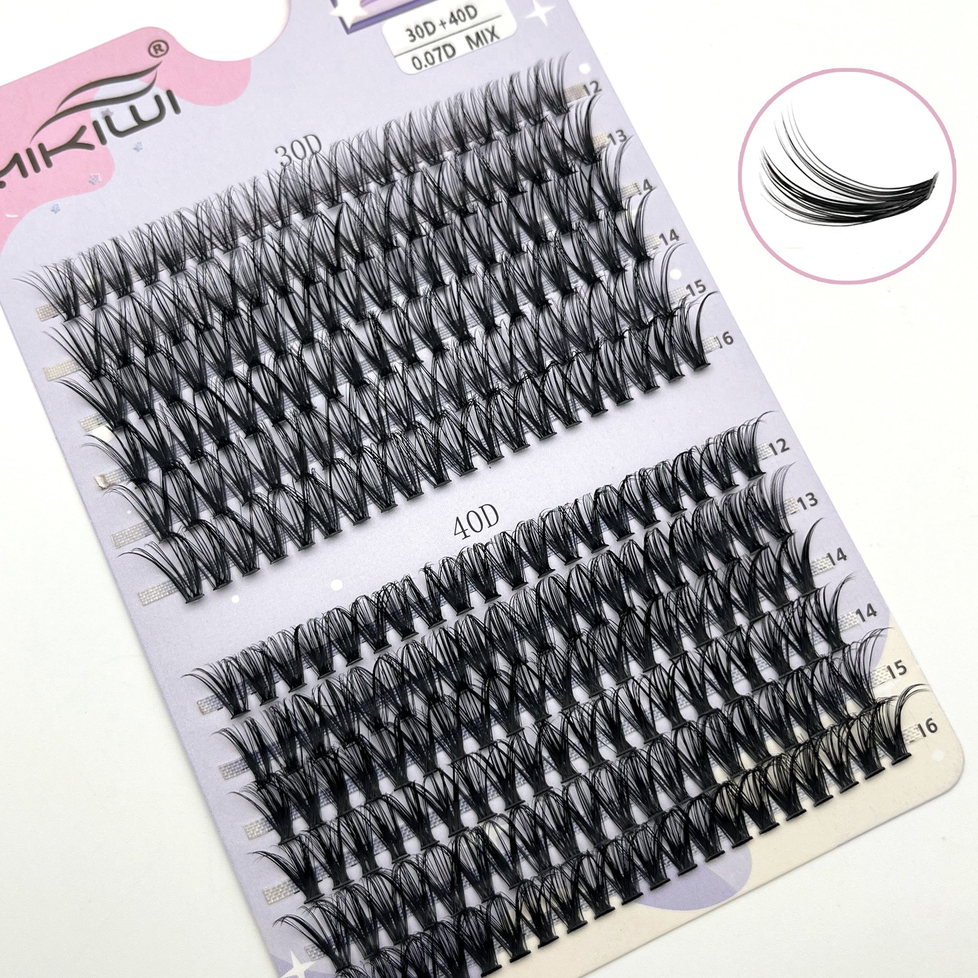 30 40D 12 16mm Mix D Curl Clusters Lashes Soft&Natural False Eyelashes