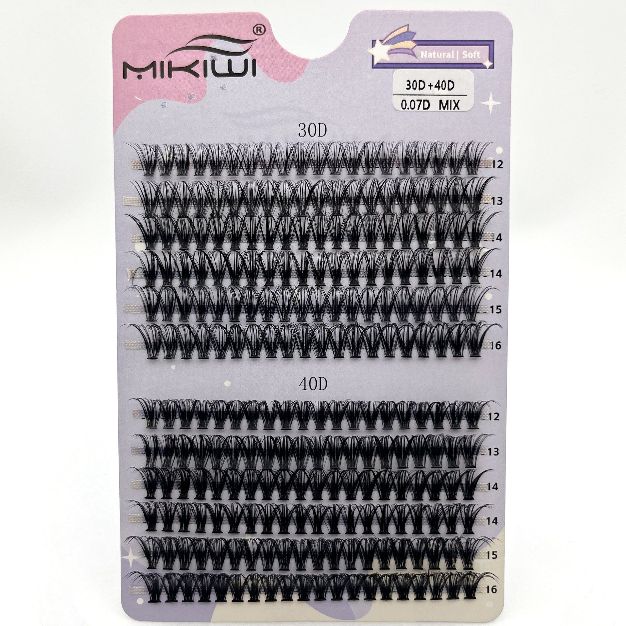 30 40D 12 16mm Mix D Curl Clusters Lashes Soft&Natural False Eyelashes