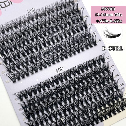 30 40D 12 16mm Mix D Curl Clusters Lashes Soft&Natural False Eyelashes