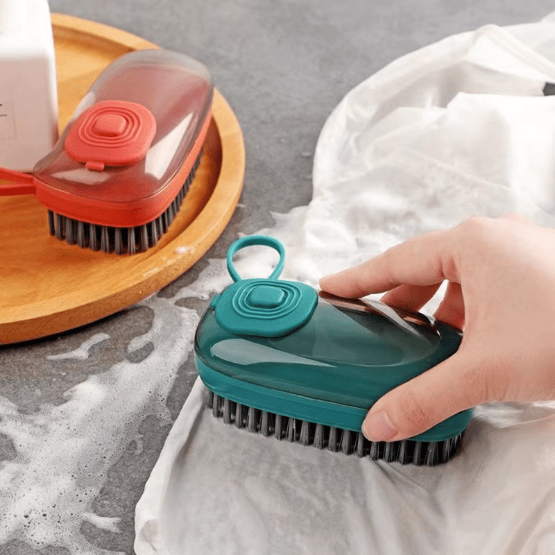 Efficient Cleaning Brush w/ Soap Dispenser for Shoes and Laundry Soft Bristles