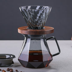 Gray Artificial Diamond Coffee Maker With Walnut Wood Holder