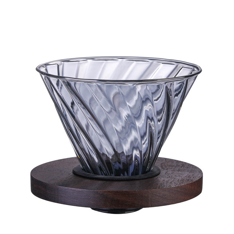 Gray Artificial Diamond Coffee Maker With Walnut Wood Holder
