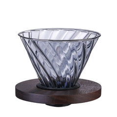 Gray Artificial Diamond Coffee Maker With Walnut Wood Holder