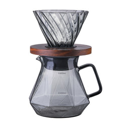 Gray Artificial Diamond Coffee Maker With Walnut Wood Holder