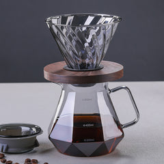 Gray Artificial Diamond Coffee Maker With Walnut Wood Holder