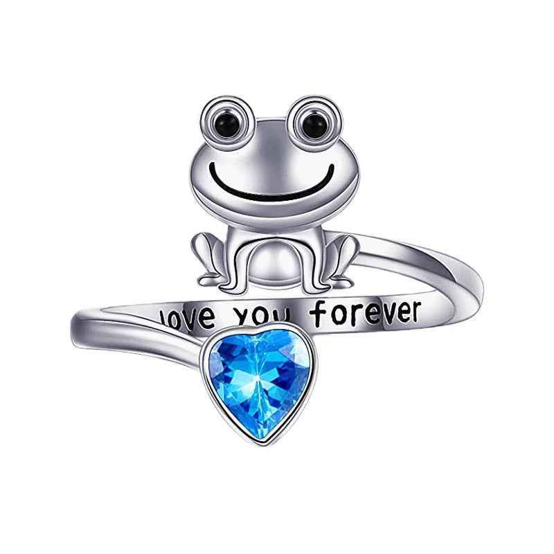 Frog Heart Charm Adjustable Animal Ring for Holiday Party Girls