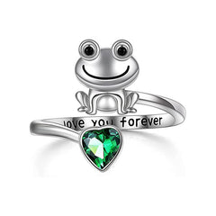 Frog Heart Charm Adjustable Animal Ring for Holiday Party Girls