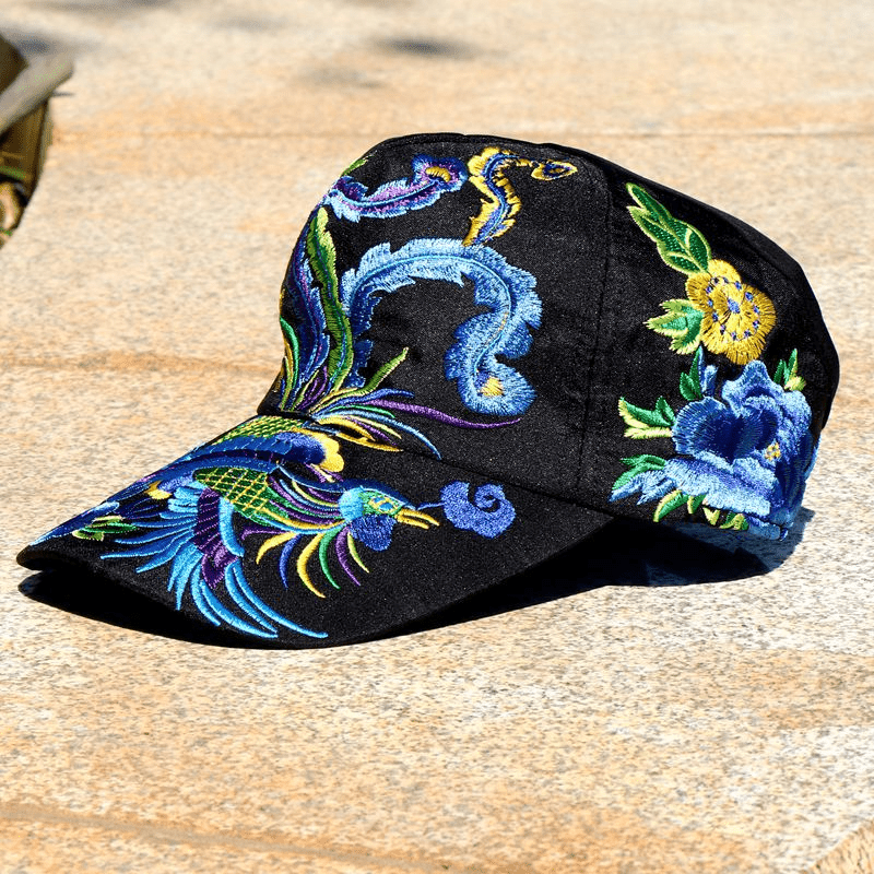 Ethnic Flower Animal Embroidered Sun Hat