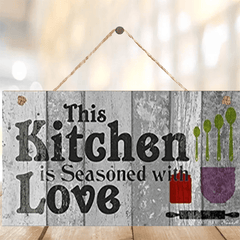 Seasoned with Love Rustic Wood Wall Hanging Decor Sign