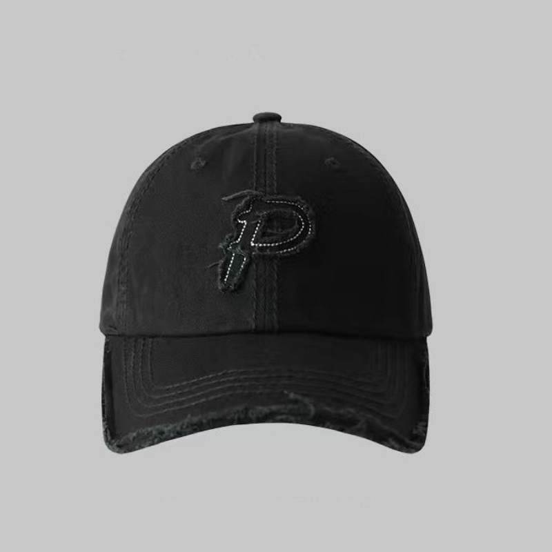 P Patch Ripped Baseball Cap Solid Hip Hop Distressed Dad Hat
