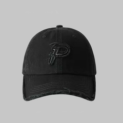 P Patch Ripped Baseball Cap Solid Hip Hop Distressed Dad Hat