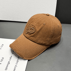 P Patch Ripped Baseball Cap Solid Hip Hop Distressed Dad Hat