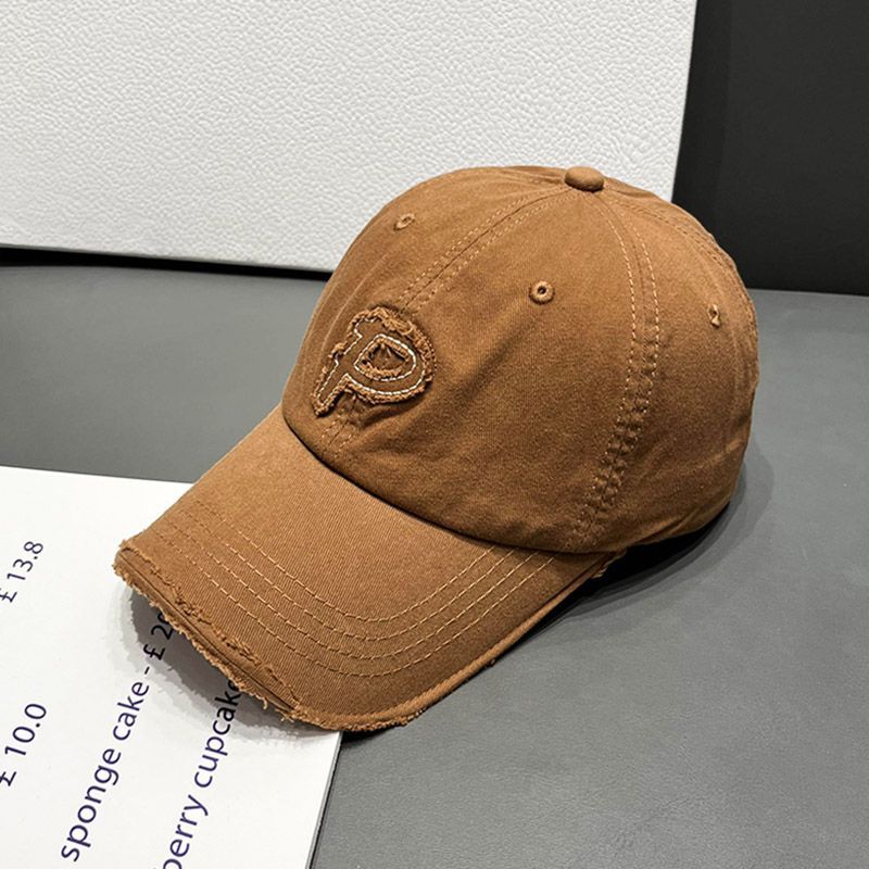 P Patch Ripped Baseball Cap Solid Hip Hop Distressed Dad Hat