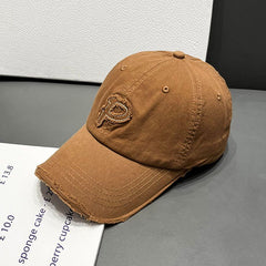 P Patch Ripped Baseball Cap Solid Hip Hop Distressed Dad Hat