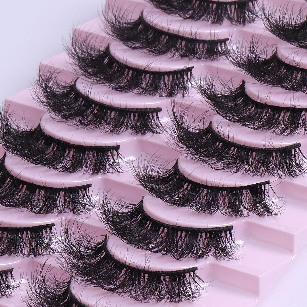 10 Pairs Fluffy 3D Faux Mink Lashes - Daily & Party Use