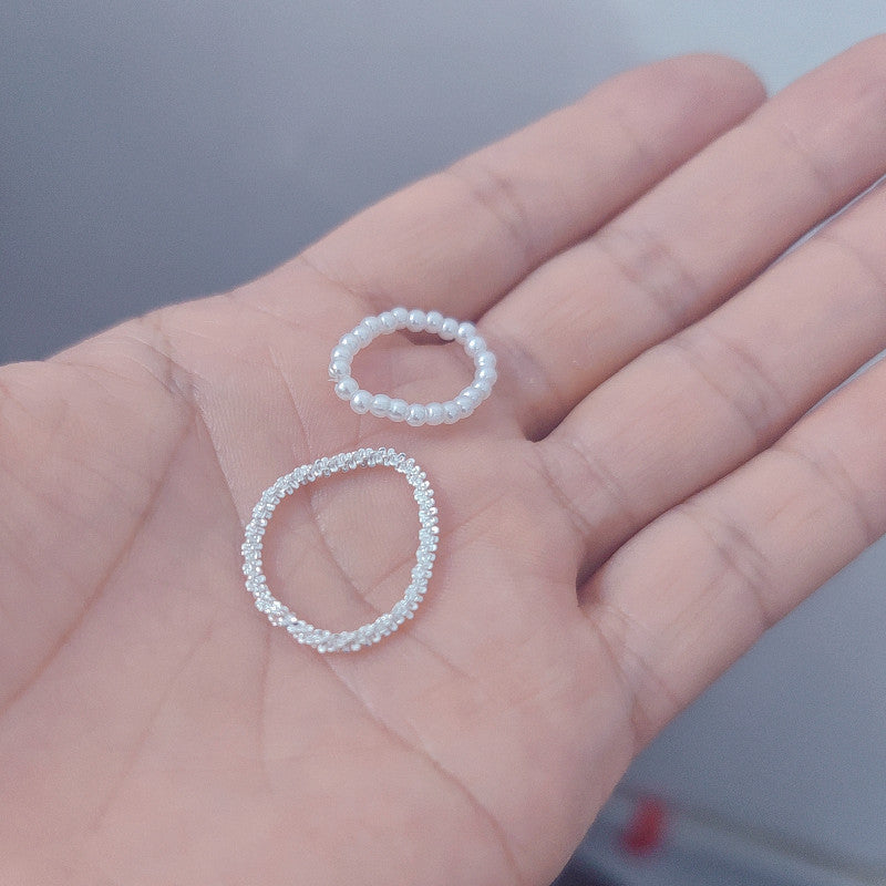 Geometric Ring Faux Pearl Beaded Ring Minimalist Ring For Girls