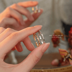 S925 Silver Sugar Paper Textured Circle Ring Silver/Gold Open Ring
