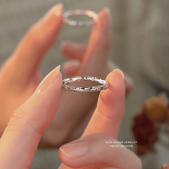 S925 Silver Sugar Paper Textured Circle Ring Silver/Gold Open Ring