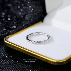 S925 Silver Sugar Paper Textured Circle Ring Silver/Gold Open Ring