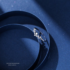 Rhinestone Star 925 Silver Open Ring For Girls