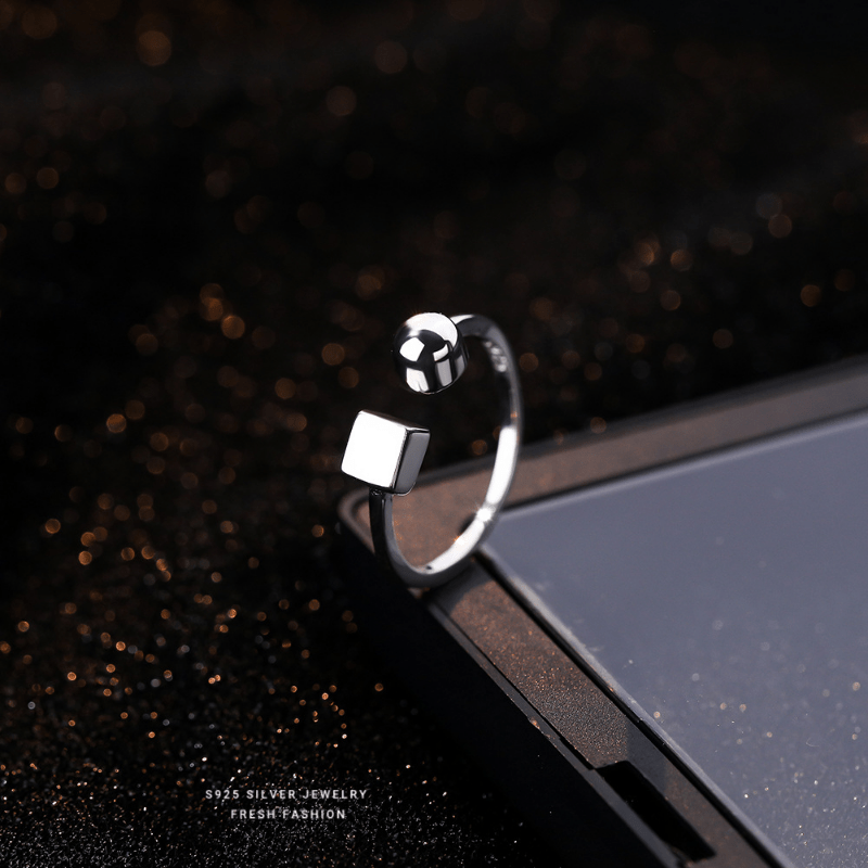 S925 Silver Geometric Open Ring For Girls